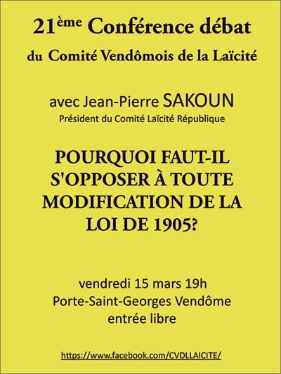 Jean-Pierre Sakoun ; Comité Vendômois De la Laïcité