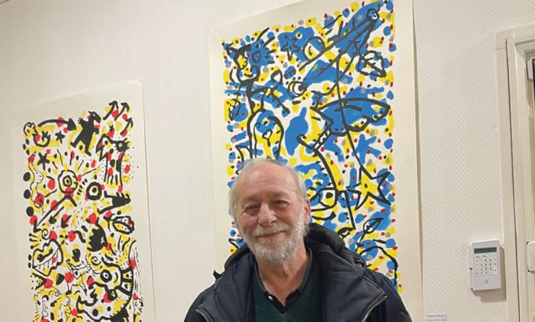Lartiste Dominique Spiessert au vernissage avant