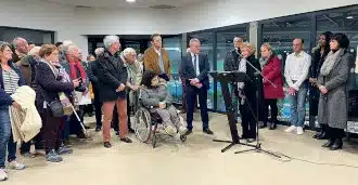 ginette heraud remerciant les sportifs et les elus lors de linauguration 330 jpg