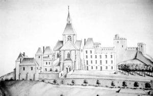 vue occidentale du chateau de vendome et sacollegiale st georges